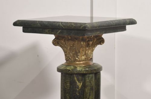 PAIR OF CLASSICAL STYLE VERDE ANTICO MARBLE PEDESTALS - ADDITIONAL PHOTO 3