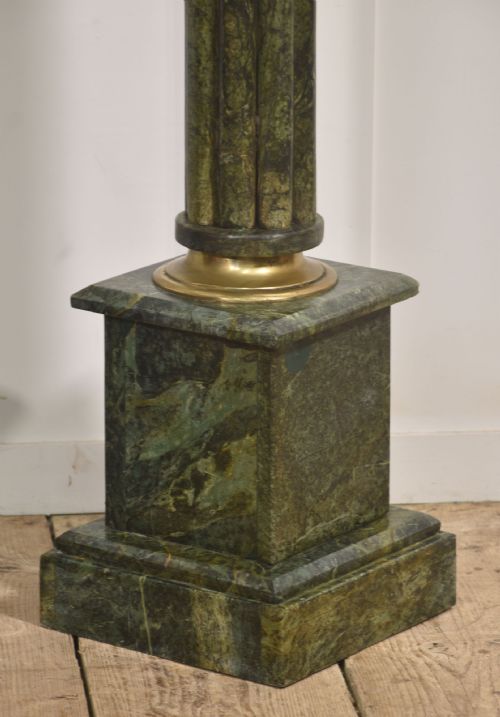 PAIR OF CLASSICAL STYLE VERDE ANTICO MARBLE PEDESTALS - ADDITIONAL PHOTO 4