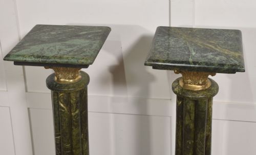 PAIR OF CLASSICAL STYLE VERDE ANTICO MARBLE PEDESTALS - ADDITIONAL PHOTO 7