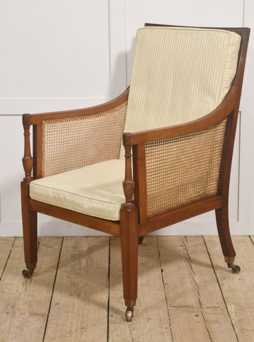 REGENCY MAHOGANY BERGRE LIBRARY ARMCHAIR