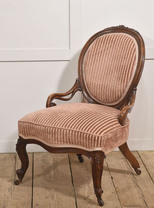 WALNUT OVAL BACK OPEN ARMCHAIR - ADDITIONAL PHOTO 1