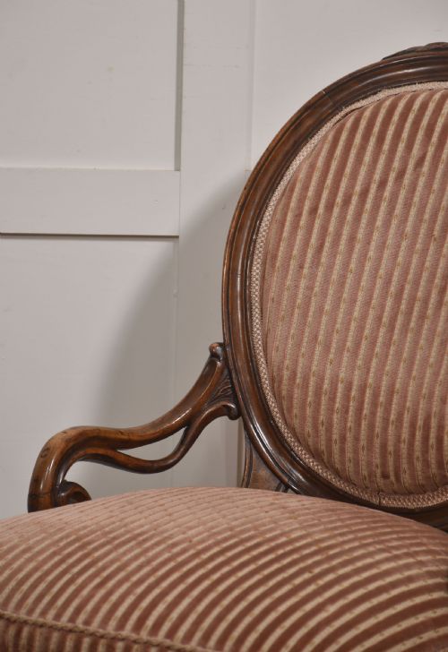WALNUT OVAL BACK OPEN ARMCHAIR - ADDITIONAL PHOTO 2