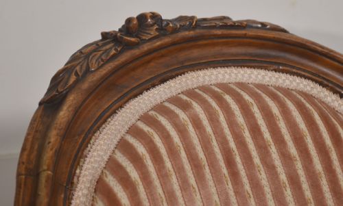 WALNUT OVAL BACK OPEN ARMCHAIR - ADDITIONAL PHOTO 3