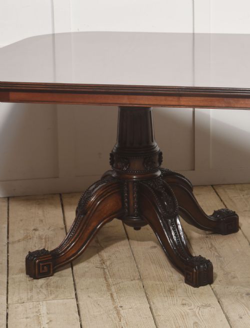 LARGE REGENCY REVIVAL TRIPLEPEDESTAL MAHOGANY DINING TABLE - ADDITIONAL PHOTO 5