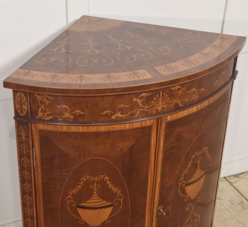 SHERATON REVIVAL INLAID MAHOGANY CORNER CABINET - ADDITIONAL PHOTO 5