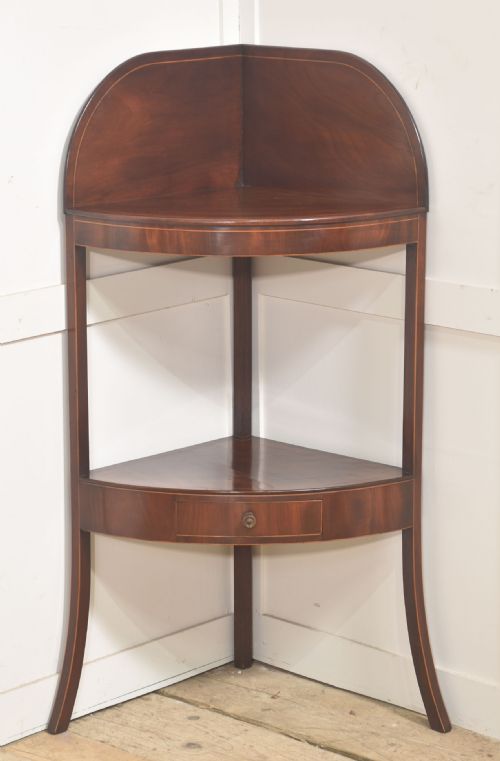INLAID MAHOGANY CORNER WASHSTAND
