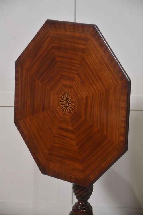 PAIR OF INLAID MAHOGANY TRIPOD TABLES - ADDITIONAL PHOTO 1