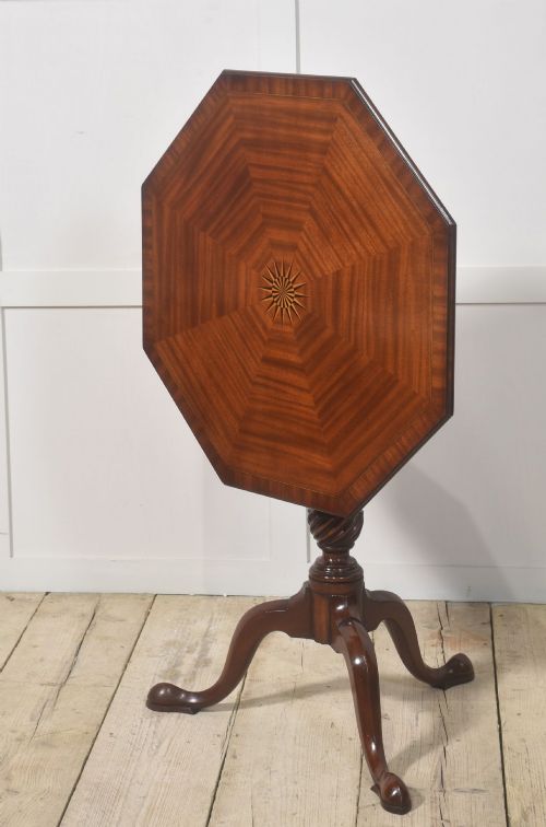 PAIR OF INLAID MAHOGANY TRIPOD TABLES - ADDITIONAL PHOTO 2
