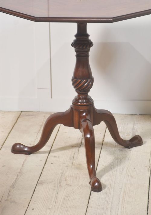 PAIR OF INLAID MAHOGANY TRIPOD TABLES - ADDITIONAL PHOTO 3