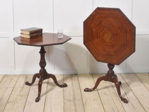 PAIR OF INLAID MAHOGANY TRIPOD TABLES - ADDITIONAL PHOTO 7