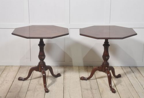PAIR OF INLAID MAHOGANY TRIPOD TABLES - ADDITIONAL PHOTO 9