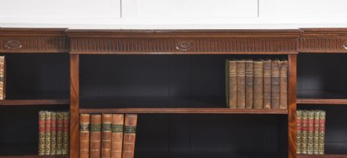 LARGE MAHOGANY BREAKFRONT LIBRARY BOOKCASE - ADDITIONAL PHOTO 1