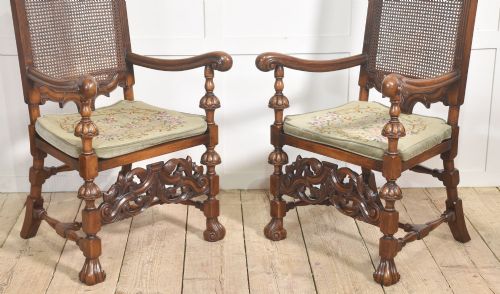 PAIR OF FINE QUALITY WALNUT OPEN ARMCHAIRS - ADDITIONAL PHOTO 2