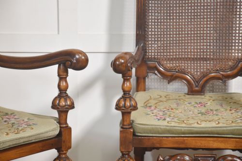 PAIR OF FINE QUALITY WALNUT OPEN ARMCHAIRS - ADDITIONAL PHOTO 3