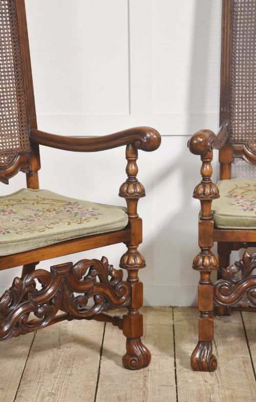PAIR OF FINE QUALITY WALNUT OPEN ARMCHAIRS - ADDITIONAL PHOTO 5