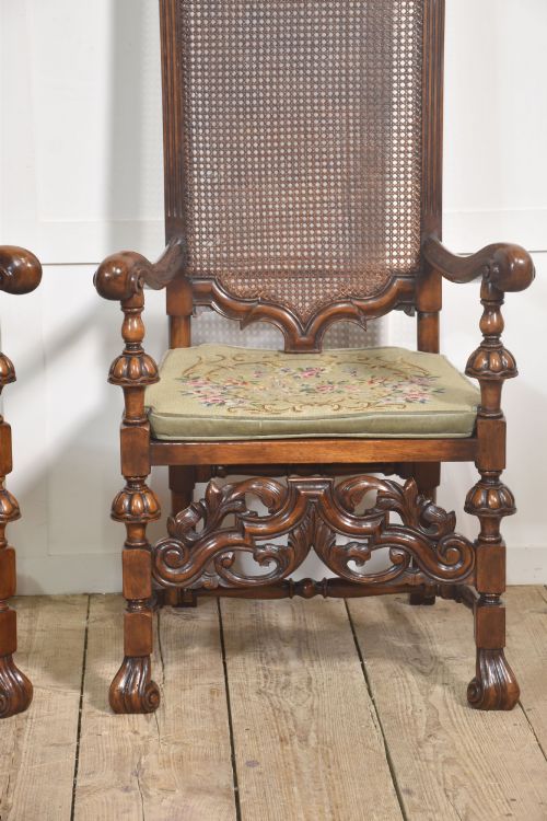 PAIR OF FINE QUALITY WALNUT OPEN ARMCHAIRS - ADDITIONAL PHOTO 6