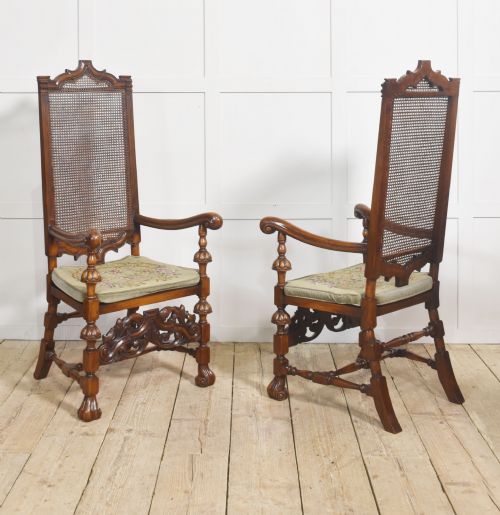 PAIR OF FINE QUALITY WALNUT OPEN ARMCHAIRS - ADDITIONAL PHOTO 7