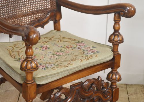 PAIR OF FINE QUALITY WALNUT OPEN ARMCHAIRS - ADDITIONAL PHOTO 8