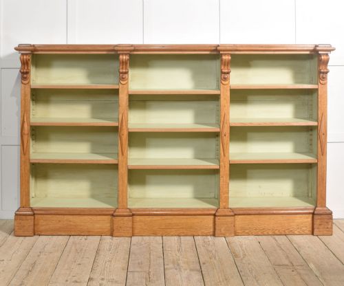 LARGE 19TH CENTURY OAK OPEN BOOKCASE - ADDITIONAL PHOTO 5