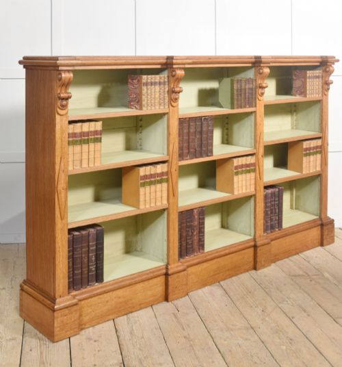 LARGE 19TH CENTURY OAK OPEN BOOKCASE - ADDITIONAL PHOTO 13