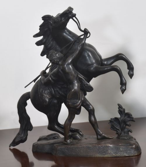 PAIR OF LATE 19TH CENTURY BRONZE FIGURES OF THE MARLY HORSES AFTER GUILLAUME COUSTOU - ADDITIONAL PHOTO 2