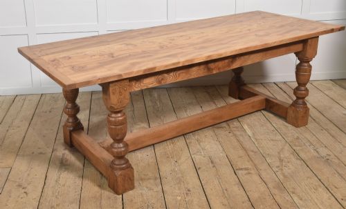 19TH CENTURY ELM REFECTORY DINING TABLE