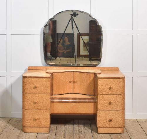 ART DECO MAPLE DRESSING TABLE WITH MIRROR