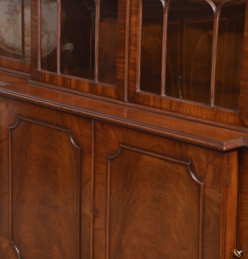 REGENCY REVIVAL FLAME MAHOGANY BREAKFRONT LIBRARY BOOKCASE - ADDITIONAL PHOTO 13