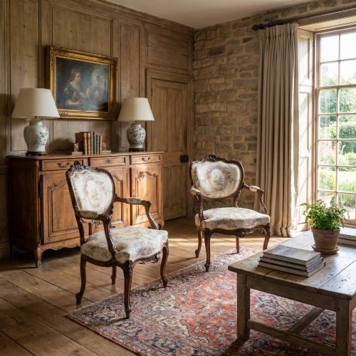 PAIR OF FINE QUALITY FRENCH WALNUT OPEN ARMCHAIRS - ADDITIONAL PHOTO 1