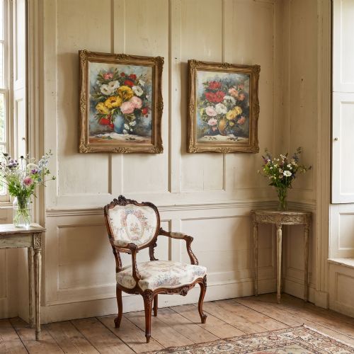 PAIR OF FLORAL STILL LIFE OIL PAINTINGS BY MANUELA BONATI - ADDITIONAL PHOTO 1