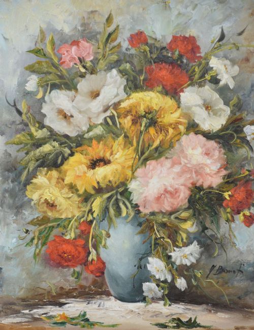 PAIR OF FLORAL STILL LIFE OIL PAINTINGS BY MANUELA BONATI - ADDITIONAL PHOTO 3