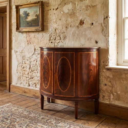 EDWARDIAN INLAID MAHOGANY BOW FRONT CABINET - ADDITIONAL PHOTO 1