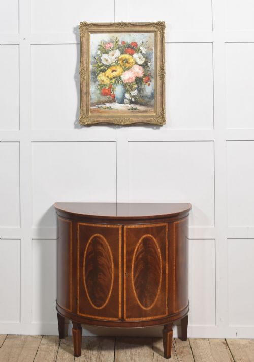 EDWARDIAN INLAID MAHOGANY BOW FRONT CABINET - ADDITIONAL PHOTO 2