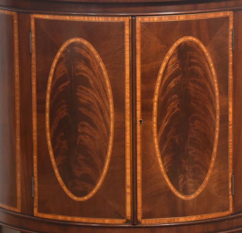 EDWARDIAN INLAID MAHOGANY BOW FRONT CABINET - ADDITIONAL PHOTO 3