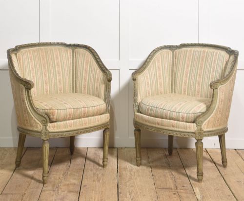 PAIR OF FRENCH PAINTED TUB CHAIRS