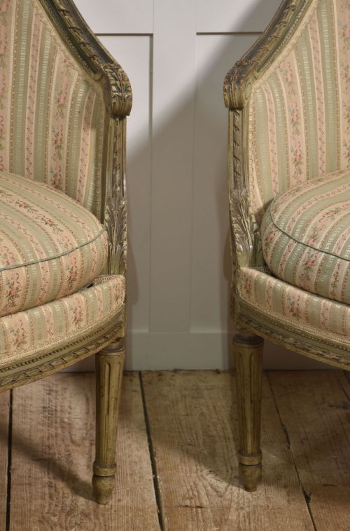 PAIR OF FRENCH PAINTED TUB CHAIRS - ADDITIONAL PHOTO 4