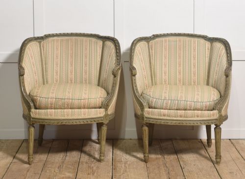 PAIR OF FRENCH PAINTED TUB CHAIRS - ADDITIONAL PHOTO 5
