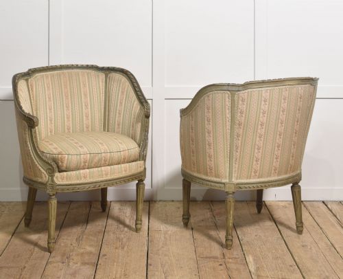 PAIR OF FRENCH PAINTED TUB CHAIRS - ADDITIONAL PHOTO 7