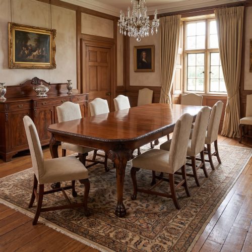 CARVED WALNUT EXTENDING DINING TABLE - ADDITIONAL PHOTO 1