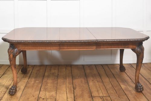 CARVED WALNUT EXTENDING DINING TABLE - ADDITIONAL PHOTO 2