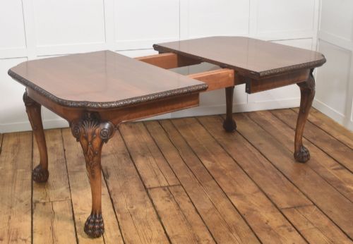 CARVED WALNUT EXTENDING DINING TABLE - ADDITIONAL PHOTO 7