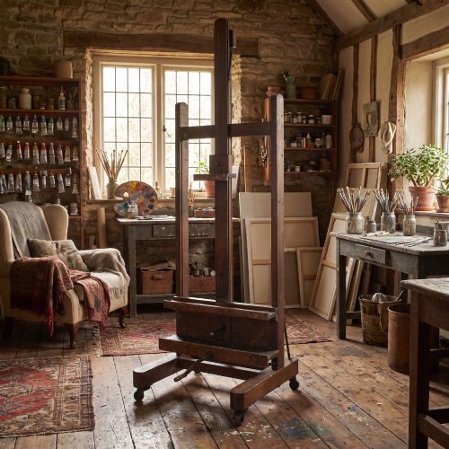 LARGE LATE 19TH CENTURY FULLY ADJUSTABLE OAK ARTISTS STUDIO EASEL - ADDITIONAL PHOTO 1