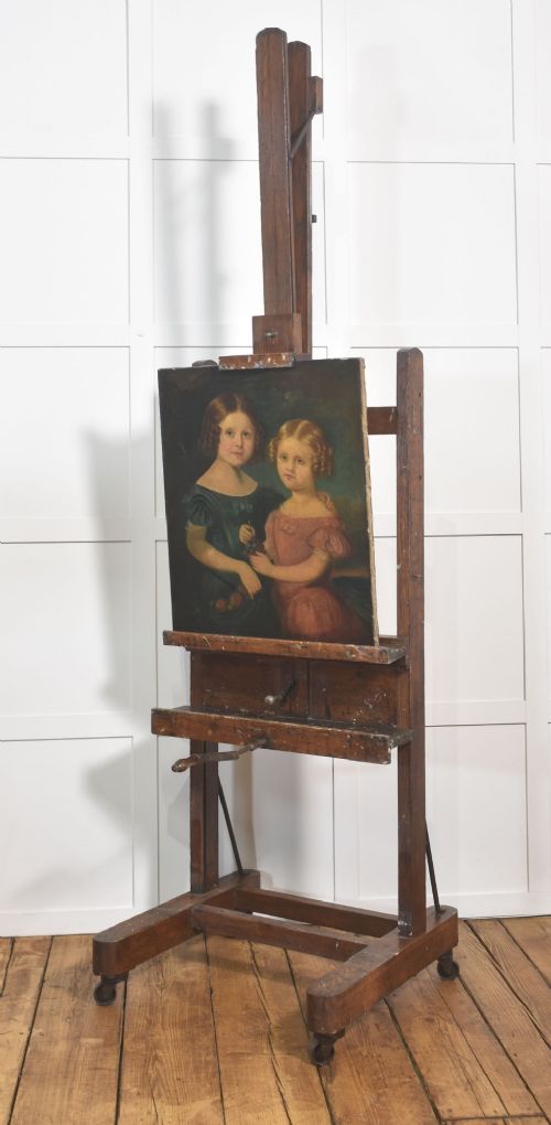 LARGE LATE 19TH CENTURY FULLY ADJUSTABLE OAK ARTISTS STUDIO EASEL - ADDITIONAL PHOTO 6