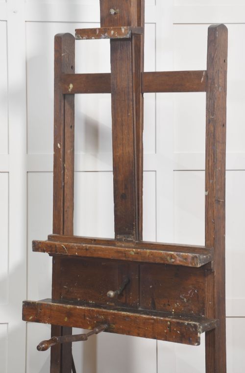 LARGE LATE 19TH CENTURY FULLY ADJUSTABLE OAK ARTISTS STUDIO EASEL - ADDITIONAL PHOTO 8