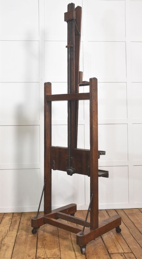 LARGE LATE 19TH CENTURY FULLY ADJUSTABLE OAK ARTISTS STUDIO EASEL - ADDITIONAL PHOTO 11