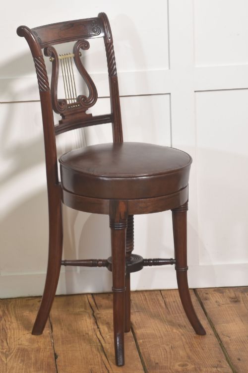 19TH CENTURY MAHOGANY ADJUSTABLE DRESSING TABLE CHAIR