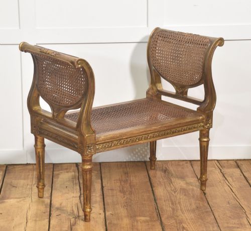 LOUIS XVI STYLE GILTWOOD AND CANE WINDOW STOOL - ADDITIONAL PHOTO 3
