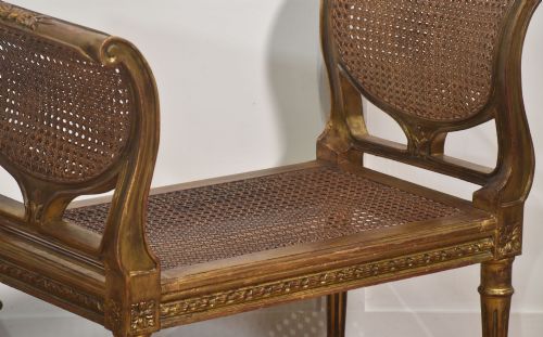 LOUIS XVI STYLE GILTWOOD AND CANE WINDOW STOOL - ADDITIONAL PHOTO 4
