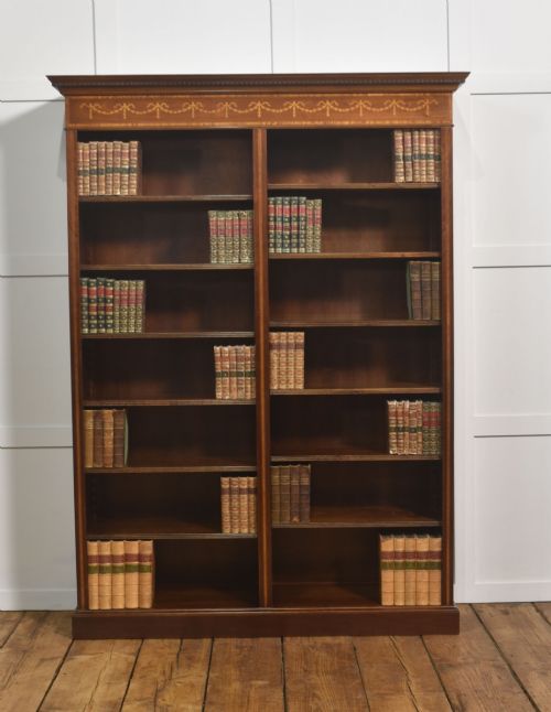 Sheraton Revival Inlaid Mahogany Open Bookcase