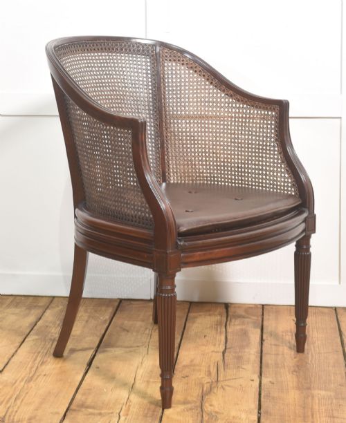 Edwardian Mahogany and Cane Tub Armchair